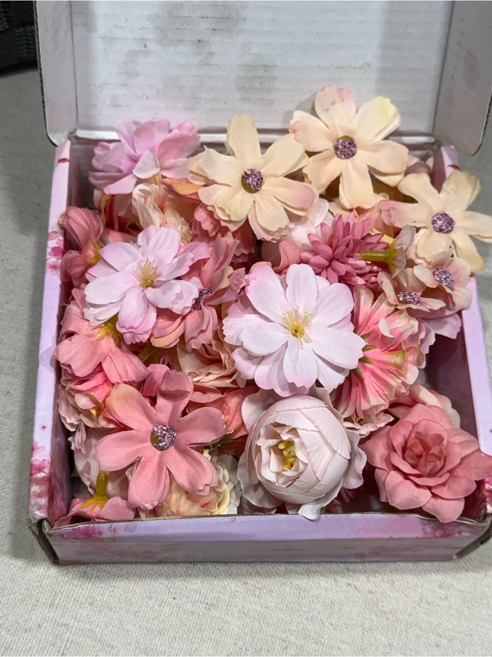 69-Piece Assorted Pink Blush Artificial Flower Lot – Craft Decor - NWT